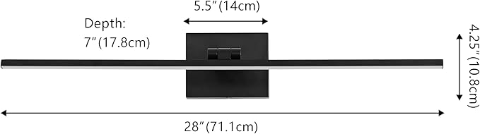 JONATHAN Y JYL7163C Santino 28" Modern Minimalist Swivel Integrated Dimmable LED Rechargeable Picture Light with Touch Sensor for Bedroom, Living Room, Kitchen, Office, Black