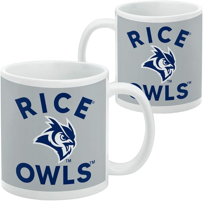 Rice University Ceramic Coffee Mug, Novelty Gift Mugs for Coffee, Tea and Hot Drinks, 11oz, White