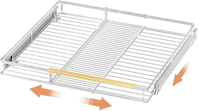 SANNO Pull Out Cabinet Organizer, Slide Out Kitchen Cabinet Storage Sliding Shelves, Bottom-Mounted,Expandable Slide Out Shelves for Home, Kitchen, Bathroom, Pantry, Closet(1pack)
