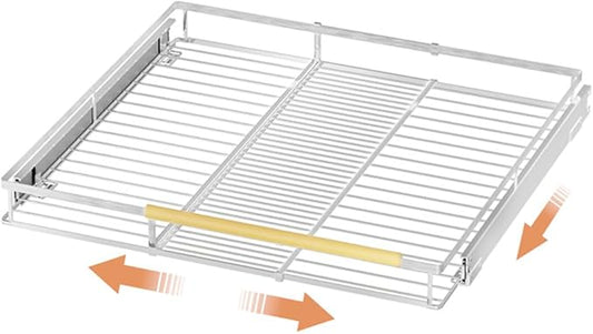SANNO Pull Out Cabinet Organizer, Slide Out Kitchen Cabinet Storage Sliding Shelves, Bottom-Mounted,Expandable Slide Out Shelves for Home, Kitchen, Bathroom, Pantry, Closet(1pack)