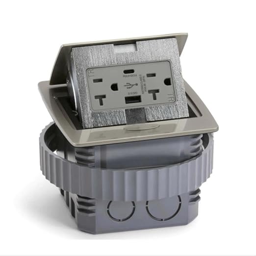 Lew Electric Kitchen Countertop Pop Up Charging USB A/C Ports (Satin Nickel)