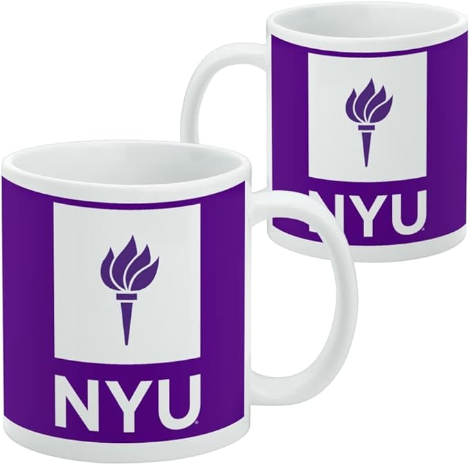 New York University Primary Logo Ceramic Coffee Mug, Novelty Gift Mugs for Coffee, Tea and Hot Drinks, 11oz, White