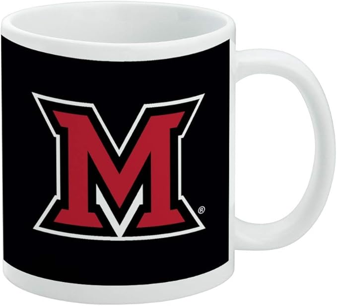 Miami University RedHawks Logo Ceramic Coffee Mug, Novelty Gift Mugs for Coffee, Tea and Hot Drinks, 11oz, White