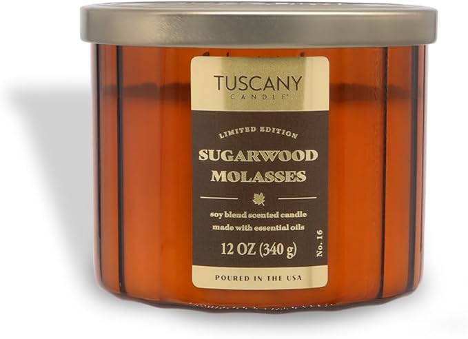Tuscany Candle Sugarwood Molasses: Maple & Chestnut Scented Fall Candle, 12 oz