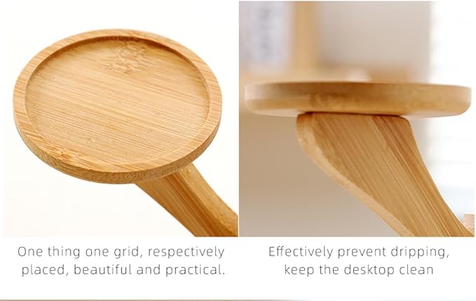 YYW Succulent Pots with Drainage Ceramic Plant Pot Indoor Small Flower Cactus Pots with Tree Tier Bamboo Stand Shallow Planter for Garden Windows Home Office Decor Plant Lovers Gifts