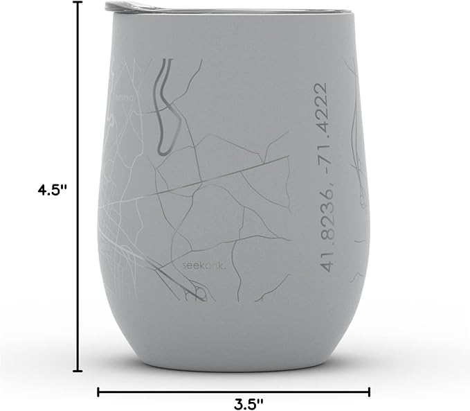 Well Told Engraved Providence Rhode Island Map Insulated Wine Tumbler, Etched Stainless Steel Cup (12 oz, Dockside Gray) City Map Insulated Tumbler, Custom Insulated Tumbler, Outdoor Drinkware
