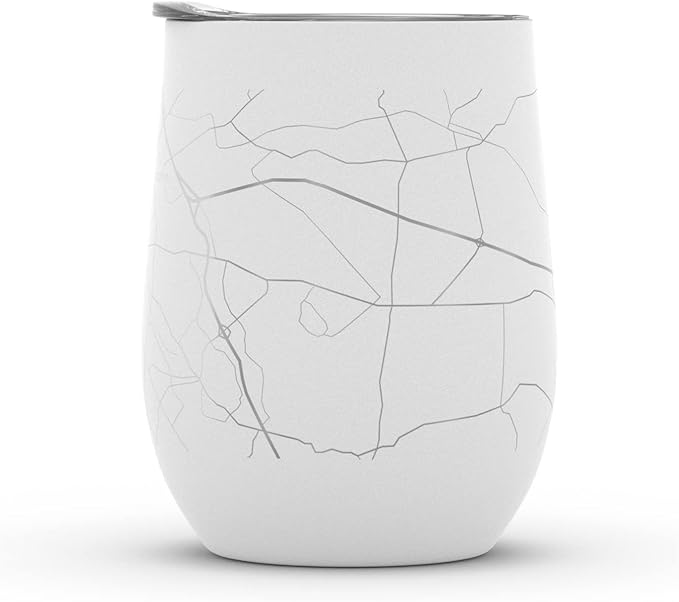 Well Told Engraved Lexington Kentucky Map Insulated Wine Tumbler, Etched Stainless Steel Wine Tumbler (12 oz, White) City Map Insulated Tumbler, Custom Insulated Tumbler, Outdoor Drinkware