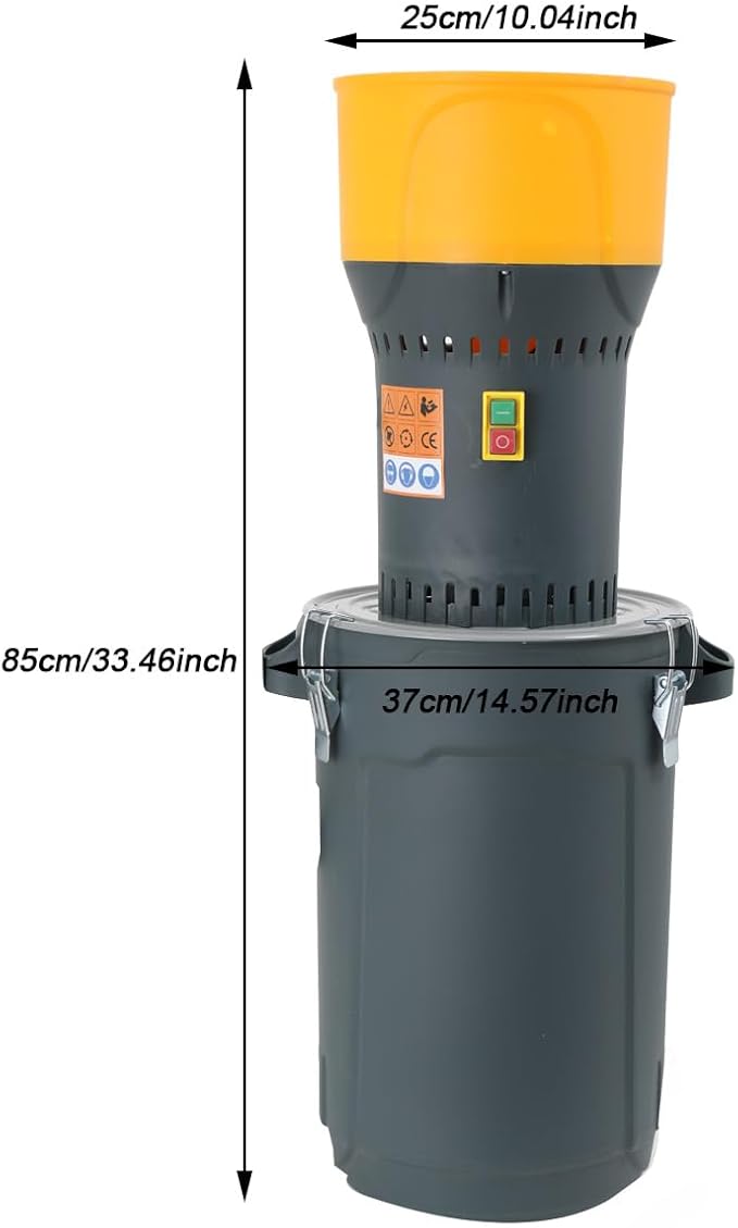 25L Electric Grain Mill, Corn Grinder, Home Farm Wheat Mill, Dry Cereal Grinder With Detachable 6.6 Gal Bucket & Hopper, 5 Sieves + 2 Wrenches