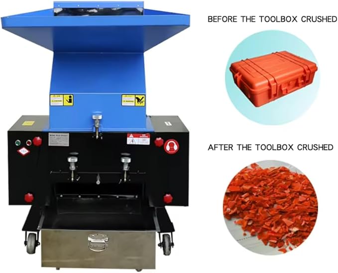 Plastic Shredder Grinder Plastic Bottle Crusher 11KW Heavy Duty Granulator Pulverizer Recycling Machine for ABS/PP/EVA/PC/PVC/PU/Nylon/Rubber/Wood 220V 3-Phase