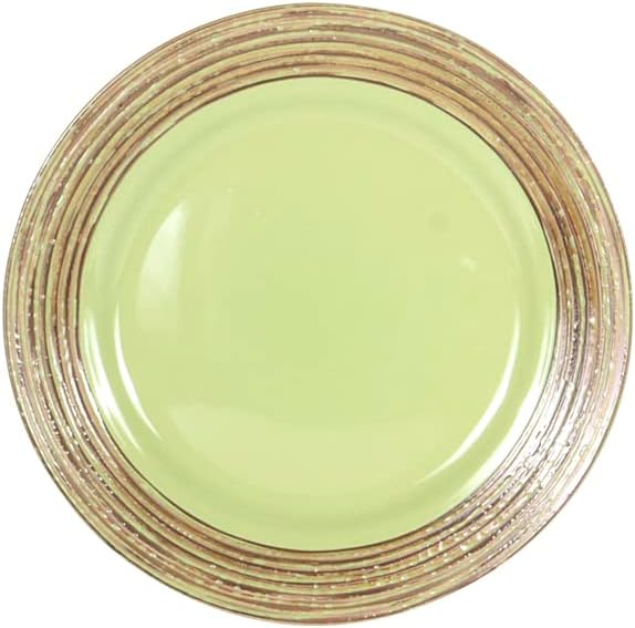 16 Piece Dinnerware Set, Ceramic Plates and Bowls Sets for 4, Microwave and Dishwasher Safe, Handcrafted Tree Bark Series Dish Set, Oak Forest/Dark Green