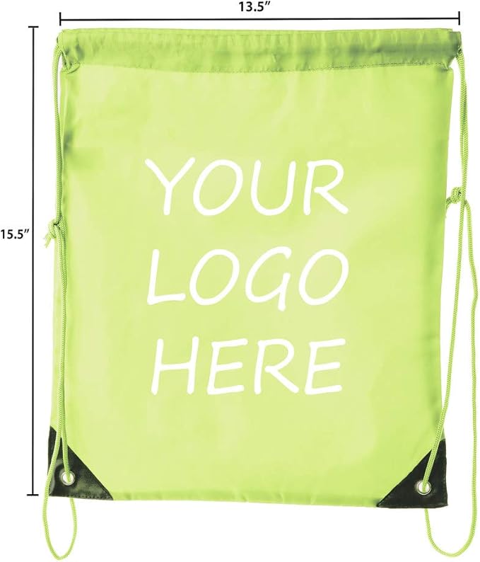 Mato & Hash Custom Bags With Your Logo | 20PK Promotional Drawstring Backpack - 20PK Lime CE2500