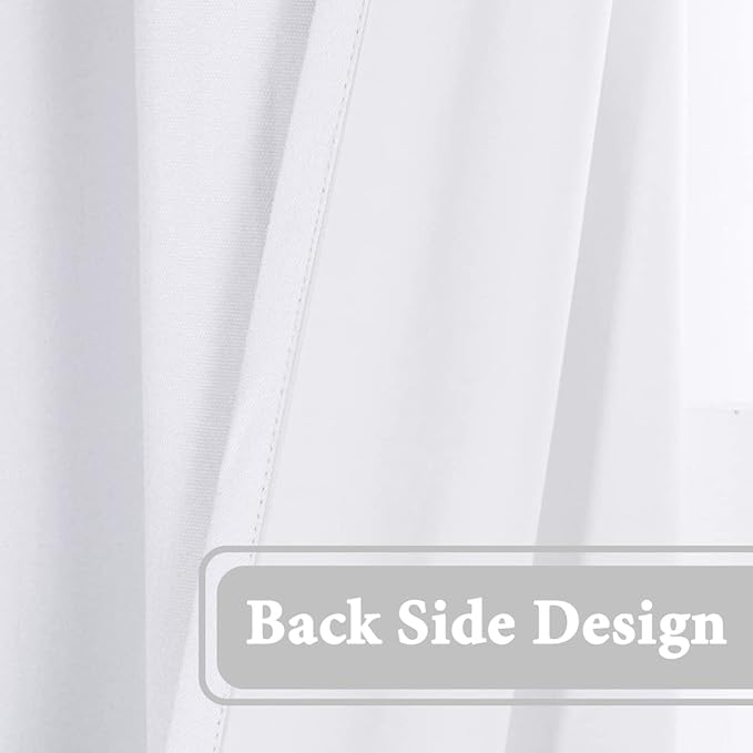 H.VERSAILTEX 100% Blackout Curtain for Bedroom 108 Inches Long Grommet Linen Face Full Light Blocking Curtain Drape for Living Room Thermal Insulated Linen Look Curtain 1 Panel, Pure White