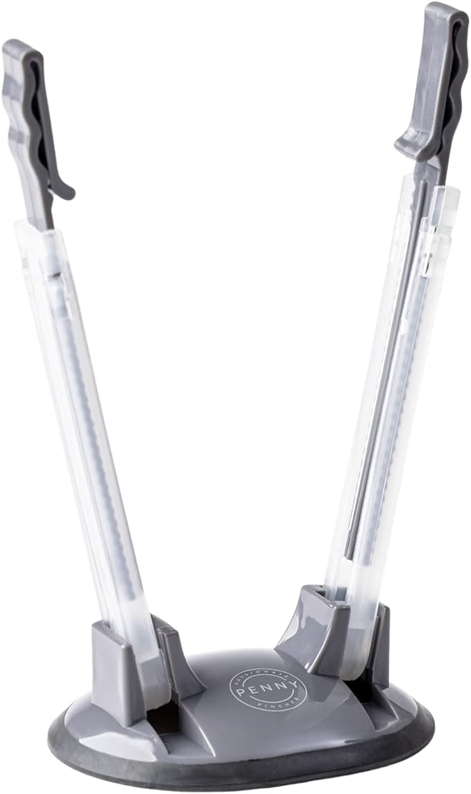 Freezer Bag Stands (2 Pack) | Baggy Rack Holder for Food Prep Bag | Meal Planning | Ziploc Bag Holder | Adjustable Freezer Bag Holder Stand | Hands Free Baggie Holder | Non-Slip Rubber Base (Grey)