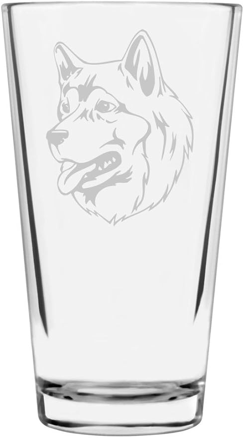Alaskan Malamute Custom Personalized Dog Themed Etched All Purpose 16oz Pint Glass