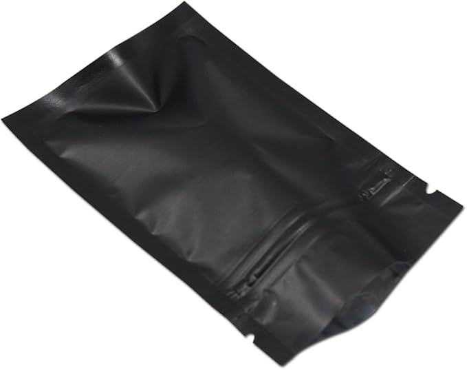 FERENLI 100Pcs Zipper Lock Self Seal Flat Pouch for Zip Aluminum Foil Lock Package Bag Coffee Food Storage Resealable Mylar Bags Heat Sealable Candy Reclosable Bags (12x18cm (4.7x7.1 inch), Black)