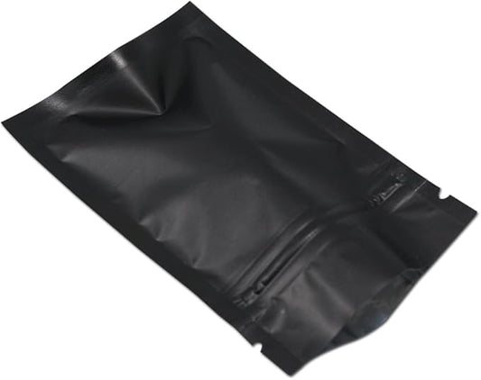 FERENLI 100Pcs Zipper Lock Self Seal Flat Pouch for Zip Aluminum Foil Lock Package Bag Coffee Food Storage Resealable Mylar Bags Heat Sealable Candy Reclosable Bags (12x18cm (4.7x7.1 inch), Black)