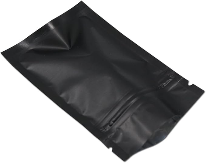 FERENLI 100Pcs Zipper Lock Self Seal Flat Pouch for Zip Aluminum Foil Lock Package Bag Coffee Food Storage Resealable Mylar Bags Heat Sealable Candy Reclosable Bags (10x15cm (3.9x5.9 inch), Black)