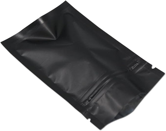 FERENLI 100Pcs Zipper Lock Self Seal Flat Pouch for Zip Aluminum Foil Lock Package Bag Coffee Food Storage Resealable Mylar Bags Heat Sealable Candy Reclosable Bags (10x15cm (3.9x5.9 inch), Black)
