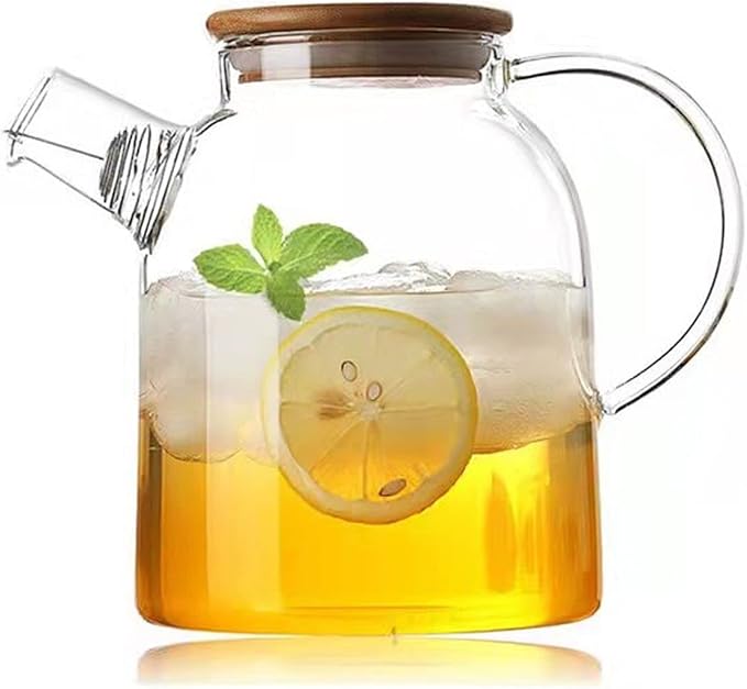 Glass Teapot Stove Safe, with Removable Filter Infuser, Suit for Loose Leaf Tea and Flowering Tea (60.8oz)