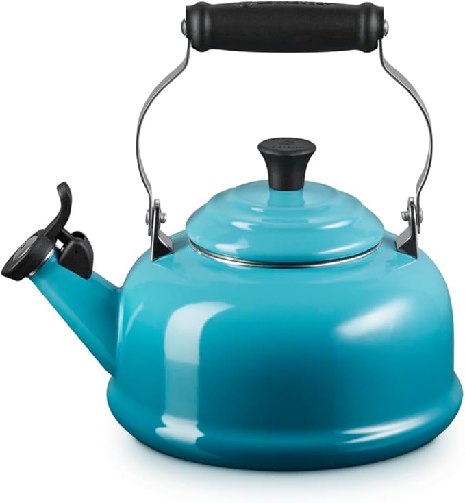 Le Creuset Enamel On Steel Whistling Tea Kettle, 1.7 qt., Caribbean