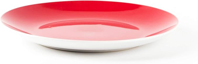 Stoneware Coupe Shape 16pc Dinnerware Set, Outside White + Inside Red