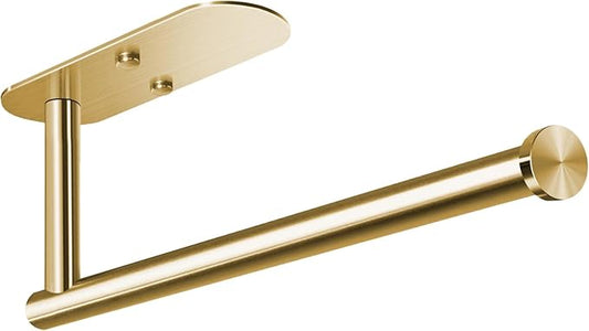 HUFEEOH Adhesive Paper Towel Holder Under Cabinet Wall Mount for Kitchen Paper Towel, Stainless Steel Paper Towel Roll Rack for Bathroom Towel (Gold, Thick)
