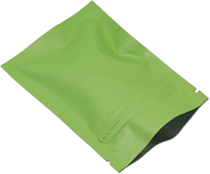 FERENLI 100Pcs Zipper Lock Self Seal Flat Pouch for Zip Aluminum Foil Lock Package Bag Coffee Food Storage Resealable Mylar Bags Heat Sealable Candy Reclosable Bags (12x18cm (4.7x7.1 inch), Green)