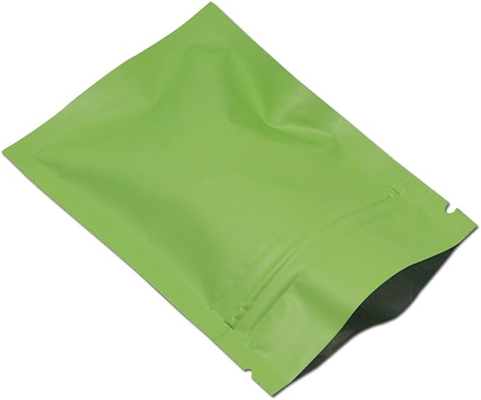 FERENLI 100Pcs Zipper Lock Self Seal Flat Pouch for Zip Aluminum Foil Lock Package Bag Coffee Food Storage Resealable Mylar Bags Heat Sealable Candy Reclosable Bags (10x15cm (3.9x5.9 inch), Green)