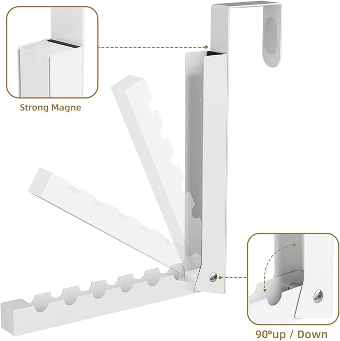 2 Pack Over The Door Hangers, Folding Over The Door Drying Rack for Laundry, Over The Door Clothes Hanger, Door Hanger for Clothing, Over The Door Hooks, Small Space Clothes Drying Rack,Portable,White