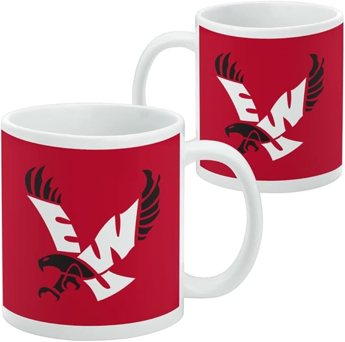 Eastern Washington University Primary Ceramic Coffee Mug, Novelty Gift Mugs for Coffee, Tea and Hot Drinks, 11oz, White
