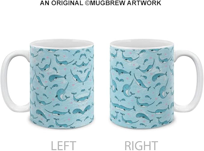 MUGBREW Narwhals Pattern Ceramic Coffee Mug Tea Cup, 11 OZ