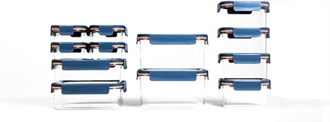 LocknLock LBF405RS12N Modular Plus Food Storage Container,24 set (12 containers & 12 Lids)- Navy