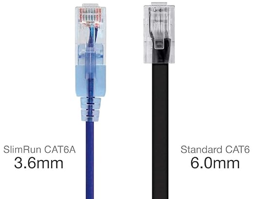 Monoprice Cat6A 25ft Purple 10-Pk Patch Cable UTP 30AWG 10G Pure Bare Copper Snagless RJ45 SlimRun Series Ethernet Cable