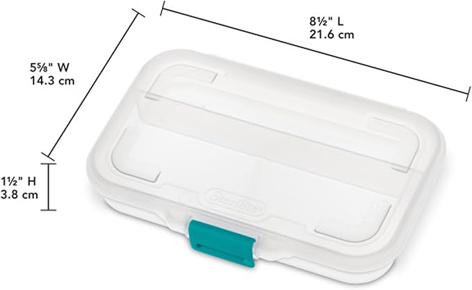 Sterilite Small Divided Pencil Box, Stackable Plastic Small Storage Container with Latching Lid, Organize Pens and Small Items, Clear Case, 12 Pack