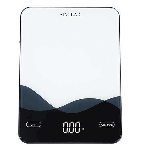 AIMILAR Food Scale, Chargeable LED Display 22lb with USB C Rechargeable Digital Kitchen Food Weight Scale for Baking and Cooking with Ounces and Grams 1g/0.1oz