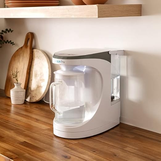 AquaTru Carafe Alkaline Countertop Water Purifier | Certified 4-Stage RO System Removes 84 Contaminants Including Forever Chemicals, Lead & Fluoride | Adds Healthy Minerals | No Plumbing