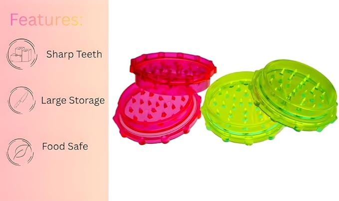 IGS Herb Grinder 5-Pack – 3 Inch Plastic Spice Grinder Set with Storage, Safe Portable Multicolor Herbal Grinders for Kitchen, Travel, Coffee, Food, Pepper, Spices, and Tea