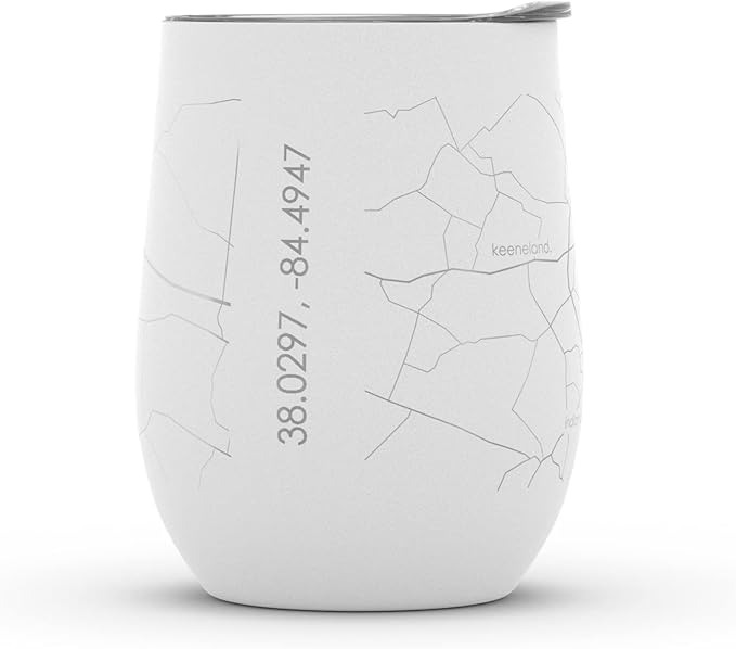 Well Told Engraved Lexington Kentucky Map Insulated Wine Tumbler, Etched Stainless Steel Wine Tumbler (12 oz, White) City Map Insulated Tumbler, Custom Insulated Tumbler, Outdoor Drinkware