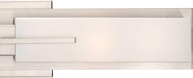 Possini Euro Design Midtown Modern Wall Lights Set of 2 Satin Nickel Silver Metal Hardwired 4 1/2" Fixture White Glass Shade for Bedroom Bathroom Vanity Living Room Home Hallway Dining Kitchen