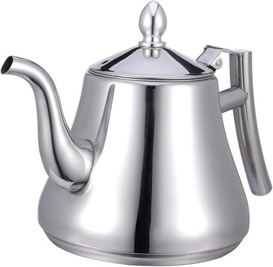 1L Stainless Steel Tea Kettle with Strainer Water Kettle for Home and Restaurant Use Stylish Glossy Finish and Ergonomic Handle
