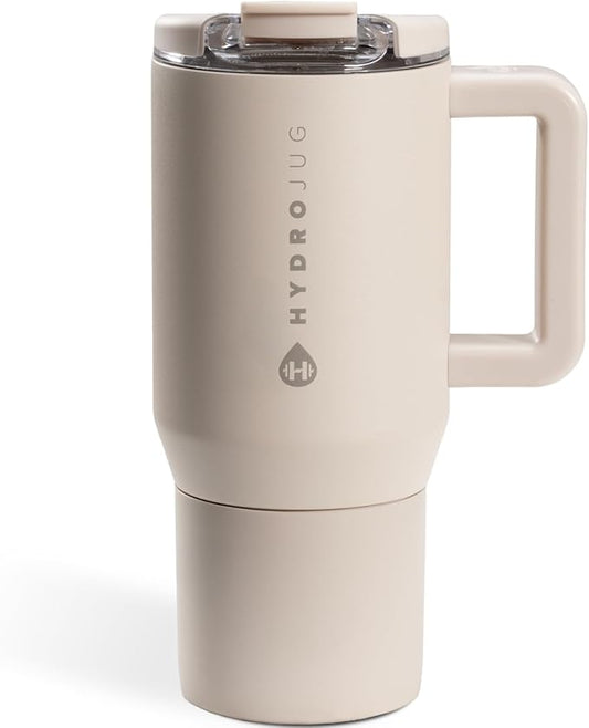 HydroJug Coffee Traveler 20 oz - Leak-Resistant, Ceramic-Lined Insulated Travel Coffee Mug for Hot or Cold Drinks with Flip Lid & Handle, Dishwasher Safe Coffee Tumbler, Dune