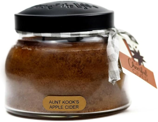 A Cheerful Giver - Aunt Kook's Apple Cider Mama Scented Glass Jar Candle (22oz) with Lid & True to Life Fragrance Made in USA