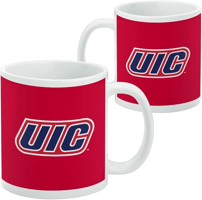 UIC Primary Logo Ceramic Coffee Mug, Novelty Gift Mugs for Coffee, Tea and Hot Drinks, 11oz, White