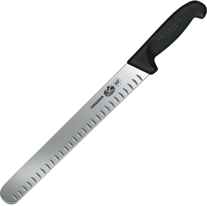 Victorinox Fibrox 12-Inch Slicing Knife with Granton Edge and Black Handle