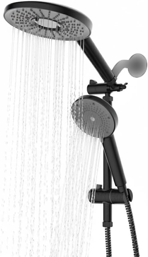 Shower Head with Filters - High Pressure Shower Filter Heads for Hard Water with Handheld - Dual Filtration Removes Chlorine, Fluoride, Heavy Metals (Black)
