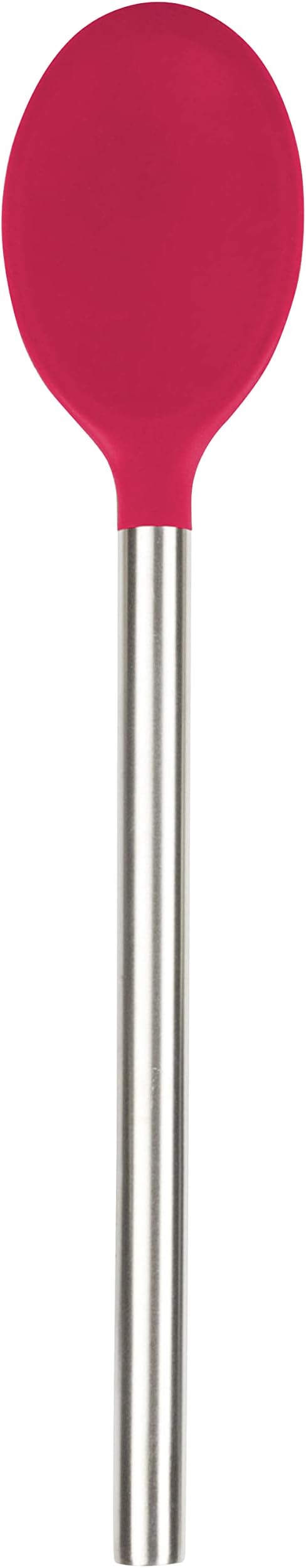 Tovolo Mixing Spoon Stainless Steel Handle Scratch Resistant Non Stick Safe Kitchen Utensil for Cooking Baking Serving Stirring, Heat Resistant Silicone Stirring Spoon with Metal Handle Viva Magenta
