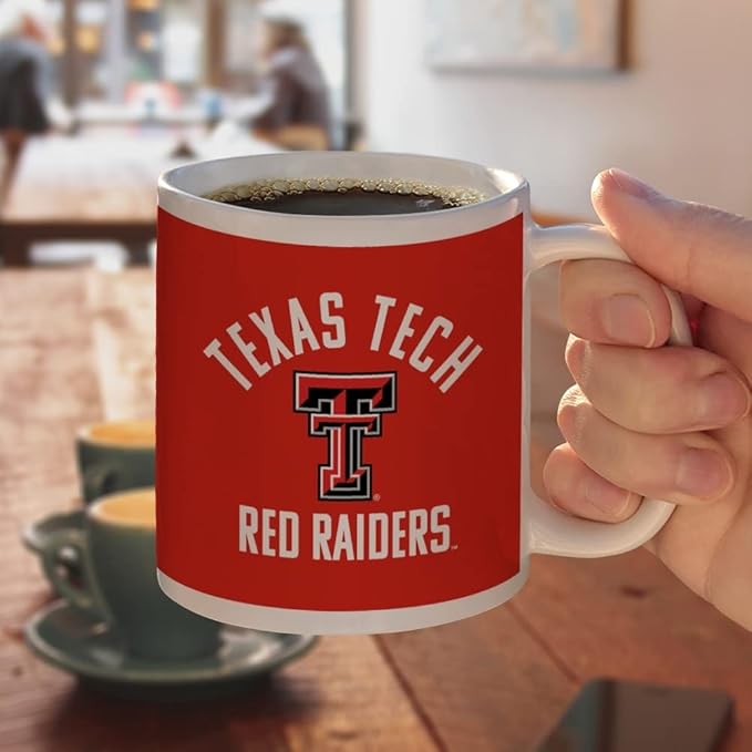 Texas Tech University Official Logo Ceramic Coffee Mug, Novelty Gift Mugs for Coffee, Tea and Hot Drinks, 11oz, White