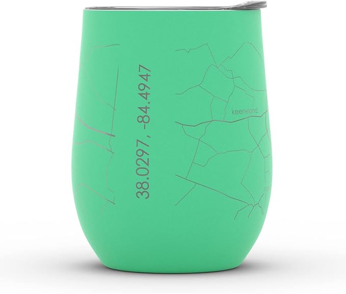Well Told Engraved Lexington Kentucky Map Insulated Wine Tumbler, Etched Stainless Steel Cup (12 oz, Sunday Green) City Map Insulated Tumbler, Custom Insulated Tumbler, Outdoor Drinkware