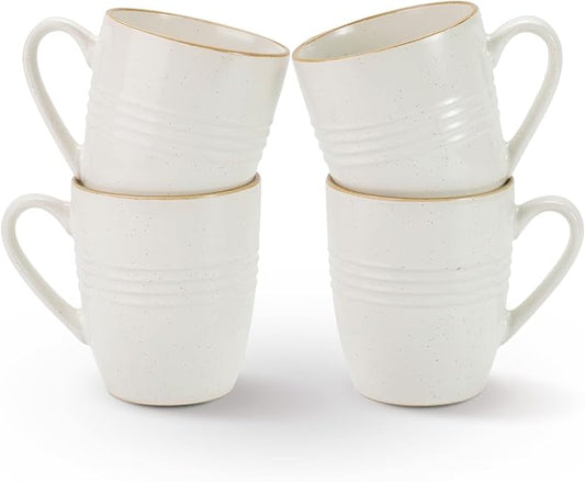 famiware Jupiter Coffee Mugs Set of 4, 14 OZ Coffee Mug, Microwave and Dishwasher Safe, Coffee Cups with Handle for Coffee, Tea, Cocoa, Milk, White