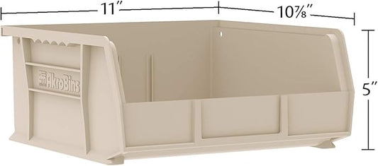 Akro-Mils 30235 AkroBins Plastic Storage Bins, Space-Saving Stackable Bins for Garage, Pantry, Craft Organization, 11" x 11" x 5", Red, 6-Pack